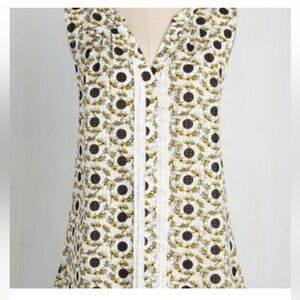 Bee Blouse MODCLOTH modern yellow black polka dot tank eyelet whimsical checker
